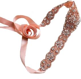 img 4 attached to Crystal Rhinestone Wedding Handmade Gold Blush