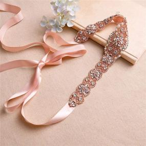 img 1 attached to Crystal Rhinestone Wedding Handmade Gold Blush