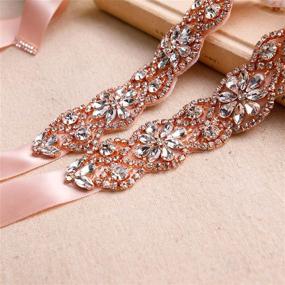 img 2 attached to Crystal Rhinestone Wedding Handmade Gold Blush