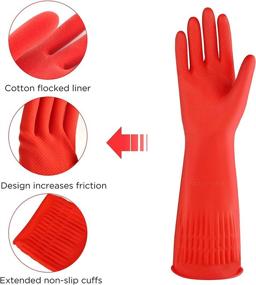 img 2 attached to Latex-Free Reusable Waterproof Cleaning Gloves - 3 Pairs for Household and Kitchen Dishwashing, Long-lasting Cotton Lined