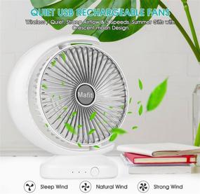 img 3 attached to 💨 MAFITI 8-inch Desk Fan - Rechargeable USB Battery Operated Fan - 3 Speed - Small Box Fan for Bedroom, Office, Home - 1-Pack in White