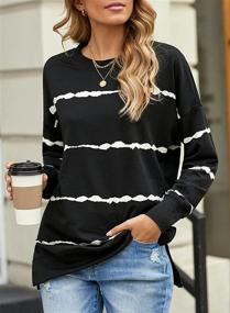 img 2 attached to 👚 Trendy Womens Tie Dye Printed Sweatshirt: Loose Casual Long Sleeve Crewneck Striped Pullover Tops (S-XXL)