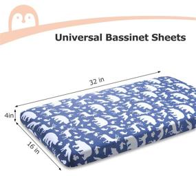 img 3 attached to 👶 Breathable 100% Cotton Bassinet Sheets for Boys - 3 Pack, Universal Fit for Most Bassinet Pads/Mattresses like Halo, MiClassic, Chicco Lullago, and More (Blue)