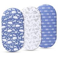 👶 breathable 100% cotton bassinet sheets for boys - 3 pack, universal fit for most bassinet pads/mattresses like halo, miclassic, chicco lullago, and more (blue) logo