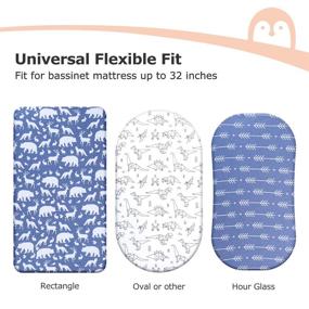 img 2 attached to 👶 Breathable 100% Cotton Bassinet Sheets for Boys - 3 Pack, Universal Fit for Most Bassinet Pads/Mattresses like Halo, MiClassic, Chicco Lullago, and More (Blue)