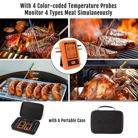 img 2 attached to 🔥 ENZOO Wireless Meat Thermometer: Ultra Accurate & Fast Digital Grilling & Smoking Thermometer with 4 Probes, 500FT Range & 178° WideView, Includes Carring Case