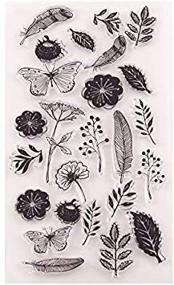 img 1 attached to 🌿 Silicone Clear Stamp Set - Leaf &amp; Flower Designs from GIMITSUI Store