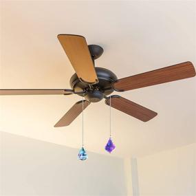 img 1 attached to 🌈 Crystal Suncatcher Ceiling Fan Pull Chain Rainbow Maker Extension Set with Connector – Ideal for Bathroom Toilet Light, Ceiling Light, and Fan (Longan, Round, Polygon, Quadrilateral)