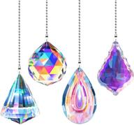 🌈 crystal suncatcher ceiling fan pull chain rainbow maker extension set with connector – ideal for bathroom toilet light, ceiling light, and fan (longan, round, polygon, quadrilateral) logo