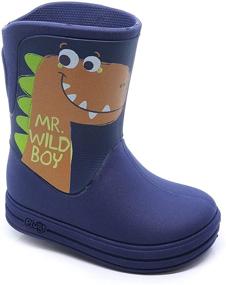 img 1 attached to 👦 Детские резиновые сапоги Plugt Boys Acqua Dino Navy: водонепроницаемые шлепанцы для ультимативного настоящего веселья на улице