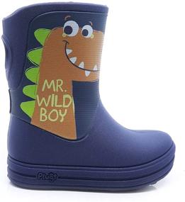 img 4 attached to 👦 Детские резиновые сапоги Plugt Boys Acqua Dino Navy: водонепроницаемые шлепанцы для ультимативного настоящего веселья на улице