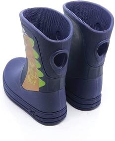 img 2 attached to 👦 Детские резиновые сапоги Plugt Boys Acqua Dino Navy: водонепроницаемые шлепанцы для ультимативного настоящего веселья на улице