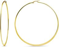 💎 gem stone king 3.5 inch stainless steel yellow gold tone hoop earrings, flat bottom, 88mm diameter - stylish accessories logo