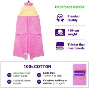 img 2 attached to 👶 TheCroco Premium Hooded Towel for Kids: Softest 100% Cotton, Highly Absorbent & Thick, Extra Large Size