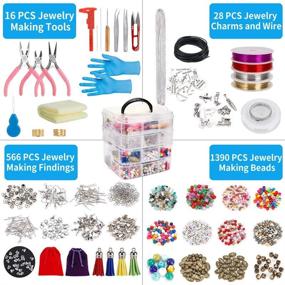 img 3 attached to Complete Jewelry Making Kit with Beads, Charms, 📿 and Tools - Perfect for Adults, Beginners, and Teens!