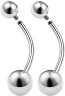 💎 shop now for surgical stainless steel belly rings - 2pcs 14 gauge non dangle navel bars in various sizes logo