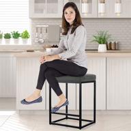 🪑 grey upholstered barstool for kitchen counter - maison counter height 24 inch backless industrial stool with saddle seat, modern island stool, 330 lbs weight capacity - (1 stool) logo