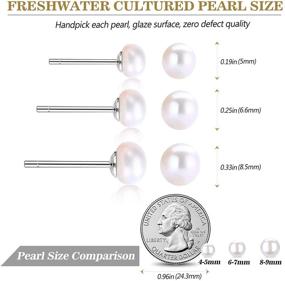 img 3 attached to 👂 Lolalet 3 Set Freshwater Cultured Pearl Stud Earrings: Genuine Pearls, Sterling Silver Back, White/Pink/Purple