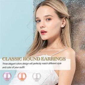 img 2 attached to 👂 Lolalet 3 Set Freshwater Cultured Pearl Stud Earrings: Genuine Pearls, Sterling Silver Back, White/Pink/Purple