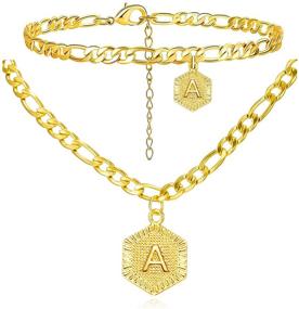 img 4 attached to Harlermoon Initial Necklace Bracelet: Exquisite Monogram Jewelry for Girls