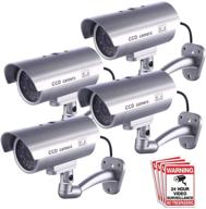 🔒 enhance security with fitnate 4-pack dummy surveillance camera system: led flashing light, indoors & outdoors + bonus stickers logo