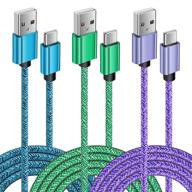 🔌 usb c charger cable for moto g7 power z4, oneplus 9 pro, pixel 5 4 4a 4xl - [3pack/6ft] samsung galaxy s21 s21+ s21 ultra s20 ultra s10+ a71 a72 f41 note20 ultra 9 - nylon braided fast charging cord logo