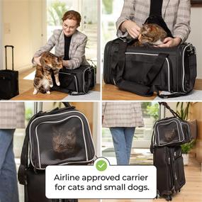 img 3 attached to 🐾 Travel in Style with the Smiling Paws Pets 4-Way Expandable Airline Approved Soft Sided Pet Carrier - Ideal for Cats & Dogs, Collapsible Kennel for Airplane, Car & Train Travel - XS Size (17x11x9 L/W/H)