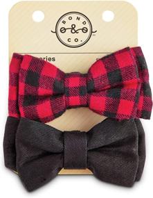 img 2 attached to 🎀 Bond &amp; Co. Small Red Buffalo Check Dog Bowtie Set, 2-Pack