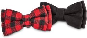 img 1 attached to 🎀 Bond &amp; Co. Small Red Buffalo Check Dog Bowtie Set, 2-Pack