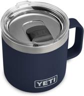 yeti rambler 14 oz mug – vacuum insulated stainless steel mug with magslider lid in navy logo