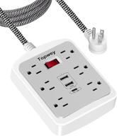 💡 6-outlet power strip with usb ports - 2 usb a, 1 pd 18w usb c fast charging - 6.6ft extension cord - mountable flat plug - overload protection - portable design - home, travel, office - white logo