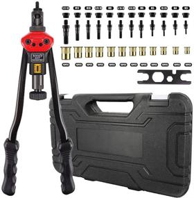img 4 attached to Zision 16-Inch Hand Riveter Rivet Tool Kit with 12 Interchangeable Mandrels (M3 M4 M5 M6 M8 M10 M12, SAE 10-24, 1/4-20, 5/16-18, 3/8-16, 1/2-13) and 120 Rivet Nuts