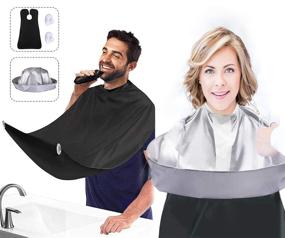 img 4 attached to 🧔 2-Pack Hair Cutting Cape and Beard Bib Set, Haircut Cape Hair Catcher for Adults/Kids, Beard Catcher Apron for Shaving and Trimming with 2 Suction Cups