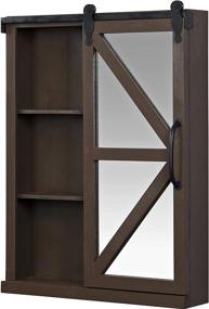 img 3 attached to FirsTime & Co. Espresso Winona Farmhouse Barn Door Cabinet Mirror - American Designed, Espresso Finish, 21 x 5.5 x 28 inches