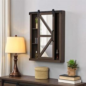 img 4 attached to FirsTime & Co. Espresso Winona Farmhouse Barn Door Cabinet Mirror - American Designed, Espresso Finish, 21 x 5.5 x 28 inches