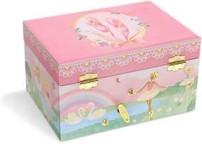 img 2 attached to Enchanting Jewelkeeper Girl's Musical Jewelry Storage Box: Spinning Ballerina, Rainbow & Gold Foil Design, Plays Swan Lake Tune