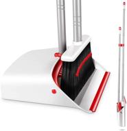 🧹 mastertop upright standing broom and dustpan set - long handled combo for home, office, and outdoor use - red/white logo