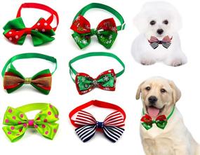 img 4 attached to BeeChamp Christmas Bowties Puppies 7 8In 13 8In