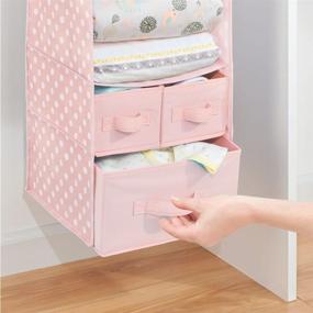 img 1 attached to 👗 mDesign Hanging Closet Organizer with 7 Open Cube Shelves and 3 Removable Drawers - Bedroom Organization System for Clothes, Hats, Handbags - Light Pink with White Polka Dots