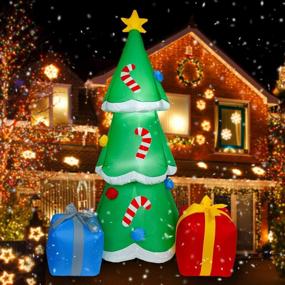 img 4 attached to 🎄 LAUJOY 6 FT Giant Inflatable Christmas Tree With LED Lights & Gift Wrapped Box - Perfect for Outdoor Holiday Decor, Xmas Parties & Yard Decorations