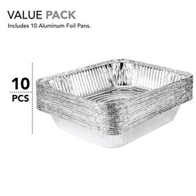 img 2 attached to 10-Pack Aluminum Pans 9x13 - Disposable Foil Pans for Cooking, Heating, Storing Food - Half Size Deep Steam Table Trays - Tin Foil Disposable Pans Perfect for Prepping