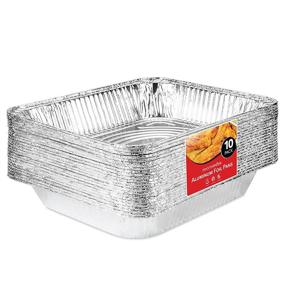 img 4 attached to 10-Pack Aluminum Pans 9x13 - Disposable Foil Pans for Cooking, Heating, Storing Food - Half Size Deep Steam Table Trays - Tin Foil Disposable Pans Perfect for Prepping