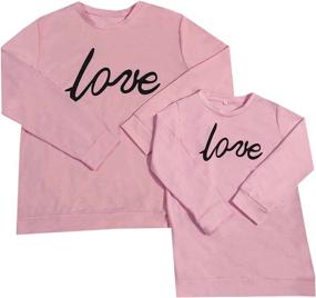 img 3 attached to Adorable Mommy and Me Love Print Sweatshirts for Stylish Family Outfits