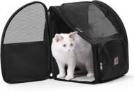 🎒 versatile black pet carrier backpack: perfect for cats, parrots, puppies - ideal for travel, hiking, outdoor adventures - safety features and cushion back support included logo