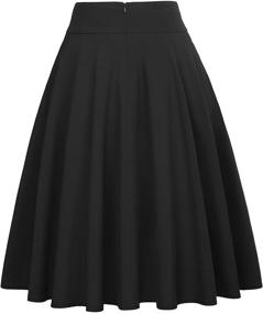 img 3 attached to 👗 Belle Poque Women's High Waist A-Line Pockets Skirt: Flared Midi Skirt with Skater Style!