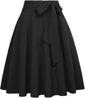 👗 belle poque women's high waist a-line pockets skirt: flared midi skirt with skater style! logo