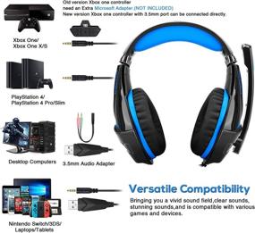img 2 attached to 🎧 BlueFire Upgraded Professional PS4 Gaming Headset 3.5mm Wired Bass Stereo Noise Isolation Gaming Headphone - Mic, LED Lights - for Playstation 4, Xbox one, Laptop, PC (Blue)