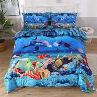 qucover blue ocean dolphin comforter sets: 3d bedding for children, full size – toddler bed, 1 comforter + 2 pillow shams logo
