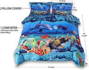 img 1 attached to Qucover Blue Ocean Dolphin Comforter Sets: 3D Bedding for Children, Full Size – Toddler Bed, 1 Comforter + 2 Pillow Shams