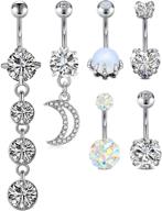 💎 surgical steel diamond belly rings for women - vcmart stainless steel navel piercing jewelry, 14g - belly button rings, navel piercing jewelry logo
